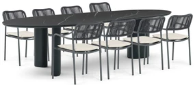 Tuinset 8 personen 300 cm Aluminium/rope Grijs Coco Penya/Weave