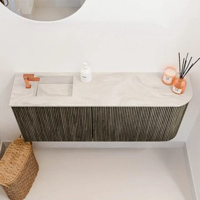 Mondiaz Joya DLux 100cm toiletmeubel ronding rechts shadow met wastafel faye links 1 kraangat ostra