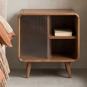 Zuiver Rise Walnut Design Nachkastje Gebogen Walnoot - 50x40x55cm.