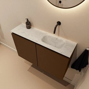 Mondiaz Ture DLux toiletmeubel 80cm rust met wastafel opalo rechts zonder kraangat