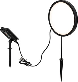 Set van 2 prikspots zwart 50cm incl. LED oplaadbaar en solar IP65 - Adalind