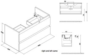 SaniGoods Sally badkamermeubel 100cm eiken met keramische wastafel rechthoek