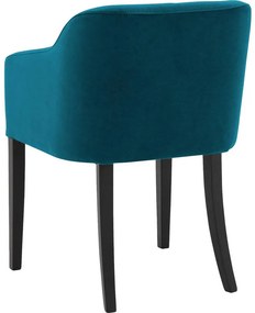 Goossens Eetkamerstoel Peda blauw velvet stof met armleuning, elegant chic