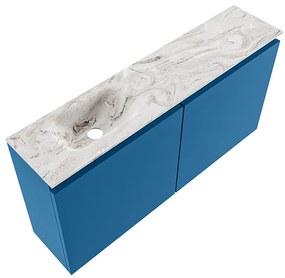 Mondiaz Ture DLux toiletmeubel 100cm jeans met wastafel glace links met kraangat