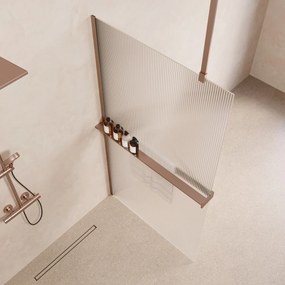 Saniclear Bright inloopdouche 120cm met handdoekhouder en ribbelglas geborsteld koper
