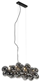 Smart hanglamp zwart met smoke glas 8-lichts incl. 8 Wifi G9 - Uvas
