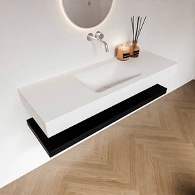 Zaro Alan badmeubel 130cm met planchet urban en vrijhangende wastafel cloud midden zonder kraangat talc