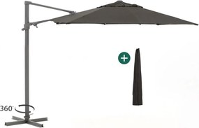 + 15% kassakorting | Parasol Shadowline Francisco | Inclusief hoes | Rond | 330cm | Met draaihendel | Zwart | Kees Smit Tuinmeubelen