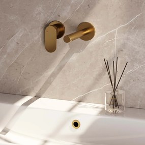 Brauer Gold Edition ColdStart wastafelkraan inbouw rechte uitloop en rozetten model C2 geborsteld messing PVD