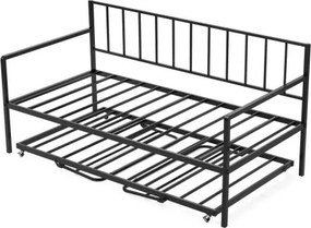 VEVOR Twin Size Daybed Frame, in hoogte verstelbare slaapbank met uitschuifbaar onderstel, platformbedframe met led-verlichting en oplaadstation, slaapbank met metalen lattenbodem voor woonkamer/slaapkamer