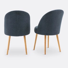 Set van 2 tafelfauteuils in geribd fluweel, Lenou