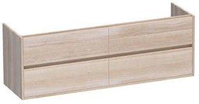 BRAUER Nexxt Wastafelonderkast - 160x46x55cm - 4 greeploze softclose lades - 2 sifonuitsparingen - hout - white oak OK-MEN160WO