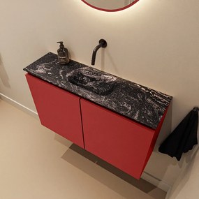 Mondiaz Ture DLux toiletmeubel 80cm fire met wastafel lava midden zonder kraangat