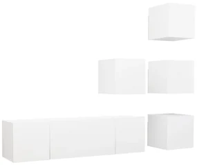 vidaXL 6-delige Tv-meubelset spaanplaat wit
