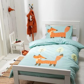 Fresh&Co  Kids Dekbedovertrek Happy Fox 1-persoons (140 x 200 + 1 kussensloop) Dekbedovertrek