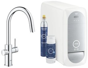 GROHE Blue Home Keukenkraan - uittrekbare c uitloop - 1 gats - filterfunctie - plat licht en bruisend water - chroom 31541000
