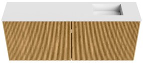 Mondiaz Joya 100cm toiletmeubel oak met wastafel faye rechts zonder kraangat talc