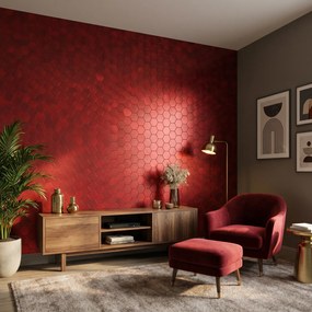 Zelfklevende Mozaïektegels Metaal | Hexagon Rood | 28,8×29,2 cm | Keuken, Bad &amp; WC