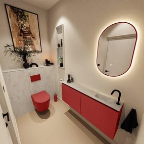 MONDIAZ TURE-DLUX 120cm toiletmeubel Fire. EDEN wastafel Opalo positie rechts. Met 1 kraangat. TUREDX120FIRR1OPA