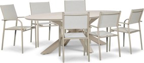 Tuinset 6 personen 240 cm Aluminium Taupe Presto Brentino/Lunea