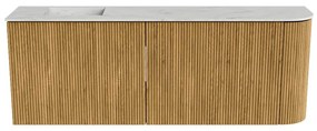 Mondiaz Joya DLux 110cm toiletmeubel ronding rechts oak met wastafel faye links zonder kraangat opalo
