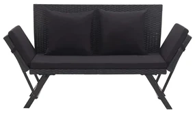 vidaXL Tuinbank met kussens 176 cm poly rattan zwart