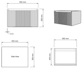 Gliss Design Timotheus badmeubel met ribbelfront 60cm black veneer met mat witte wastafel Asia