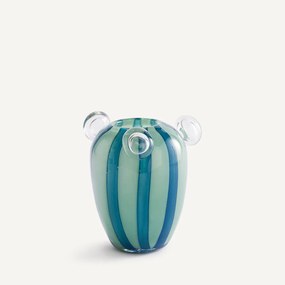 Vaas in handgeblazen glas met 3 bellen, H20,5 cm, Celis
