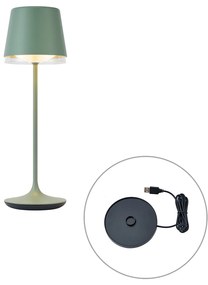 Tafellamp groen incl. LED IP65 oplaadbaar met laadstation - Bass