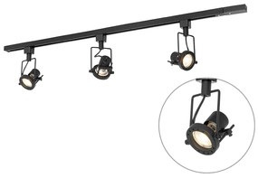 Modern railsysteem met 3 Spot / Opbouwspot / Plafondspots zwart 1-fase - Iconic Suplux Industriele / Industrie / Industrial, Modern GU10 Binnenverlichting Lamp