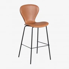 Taburete Hoog Uit ↑75 Cm & Zwart & Kunstleren Kameel & Kunstleer - Sklum