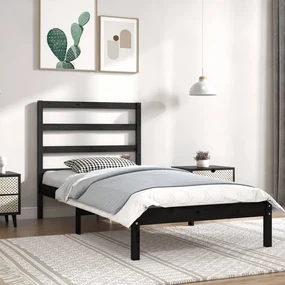 vidaXL Bedframe massief grenenhout zwart 90x200 cm
