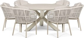 Tuinset Ronde Tuintafel 6 personen 150 cm Rope Zand/Beige  Lifestyle Garden Furniture Monaco/Xento