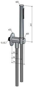 Hotbath ACE handdouche met wanduitlaat en doucheslang koper geborsteld PVD