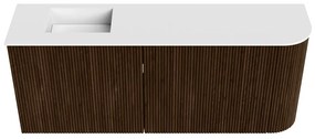 Mondiaz Joya 100cm toiletmeubel ronding rechts walnut met wastafel faye links 1 kraangat talc