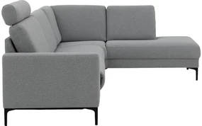 Goossens Hoekbank Dallas lichtgrijs, stof, 1,5-zits, modern design met ligelement rechts