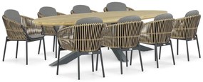 Tuinset 8 personen 280 cm Aluminium/wicker Taupe Coco Nathan/Diogo