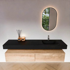 Zaro Alan badmeubel 180cm washed oak 2 lades met vrijhangende wastafel cloud rechts 1 kraangat urban