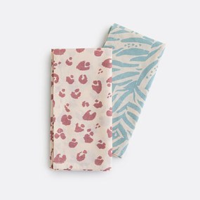 Set van 4 bedrukte katoenen voile servetten, LEAN
