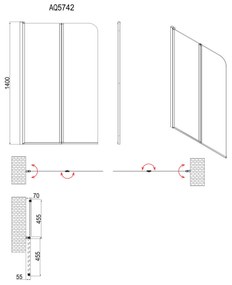 Aqualine Vilma badwand 90x140cm zwart mat