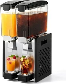 VEVOR elektrische drankdispenser 2 x 10 L 7-12 °C sapdispenser met PC-reservoir, voor restaurants, hotels, bars en kiosken, met roerstaaf voor gelijkmatig mengen, drukschakelaar en lekbak