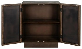 Richmond Interiors Bryant Wandkastje Donkerbruin Mangohout Met Spiegel - 80x40x91.5cm.