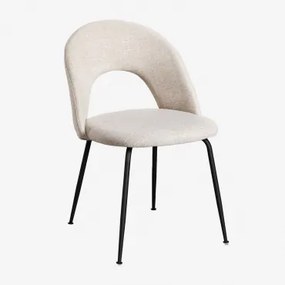 Set Van 2 Gestoffeerde Eetkamerstoelen Glorys Zwart & Stof Beige & Stof - Sklum