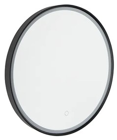 Badkamerspiegel zwart 50 cm incl. LED 3-staps dimbaar met touch rond - Miral