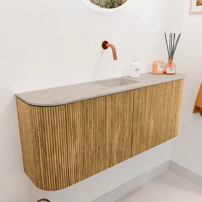 Mondiaz Joya DLux 105cm toiletmeubel ronding links/rechts oak met wastafel faye midden zonder kraangat opalo