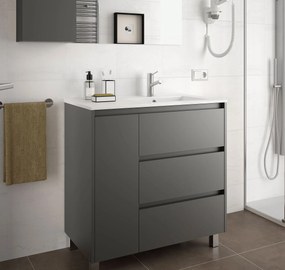 Muebles Rise asymmetrisch staand badmeubel 85cm mat grijs rechts