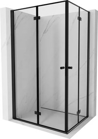 Mexen Mist-F Duo vouwbare douchecabine links 110 x 90 cm, zwart frame, zwart - 8A6-110L-090P-70-70