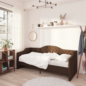 vidaXL Slaapbank met matras en USB stof donkerbruin 90x200 cm