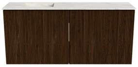 Mondiaz Joya DLux 90cm toiletmeubel walnut met wastafel faye links zonder kraangat ostra