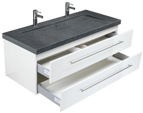 Saniclear Granite 130cm wit badkamermeubel met graniet bovenblad met 2 kraangaten